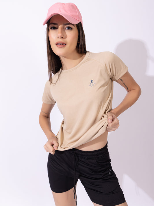 130 Solid Dri-Fit Sports T-shirt I Camel Beige