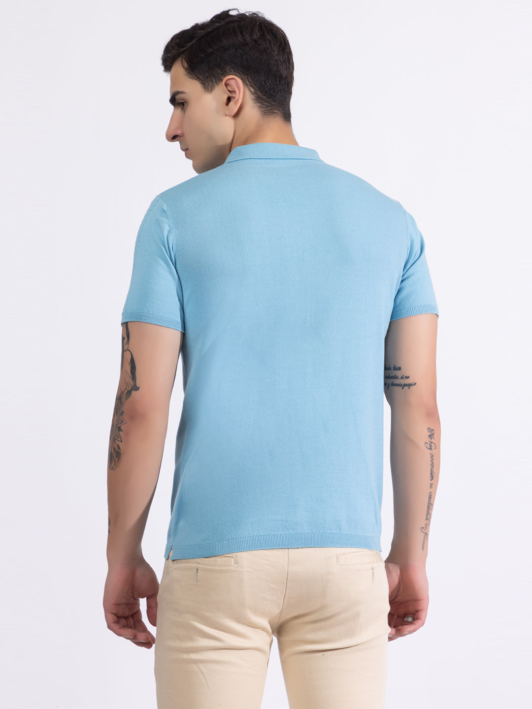 612 Textured Knit Polo I Aqua Blue