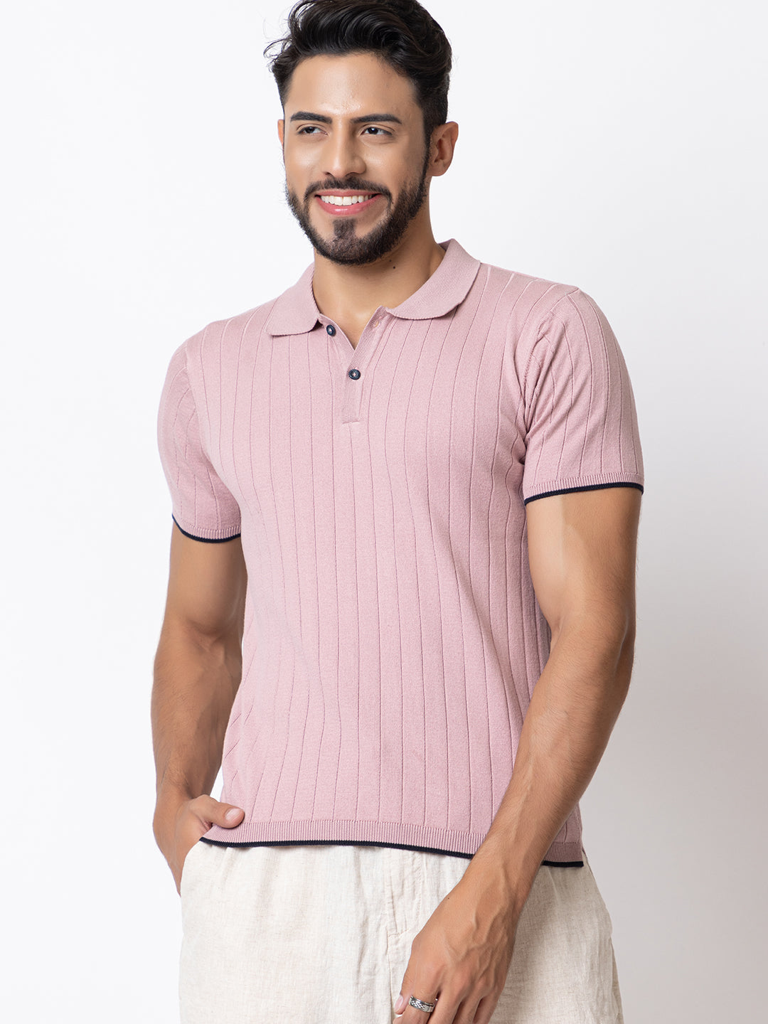 601 Rib Knit Polo I Lavendar