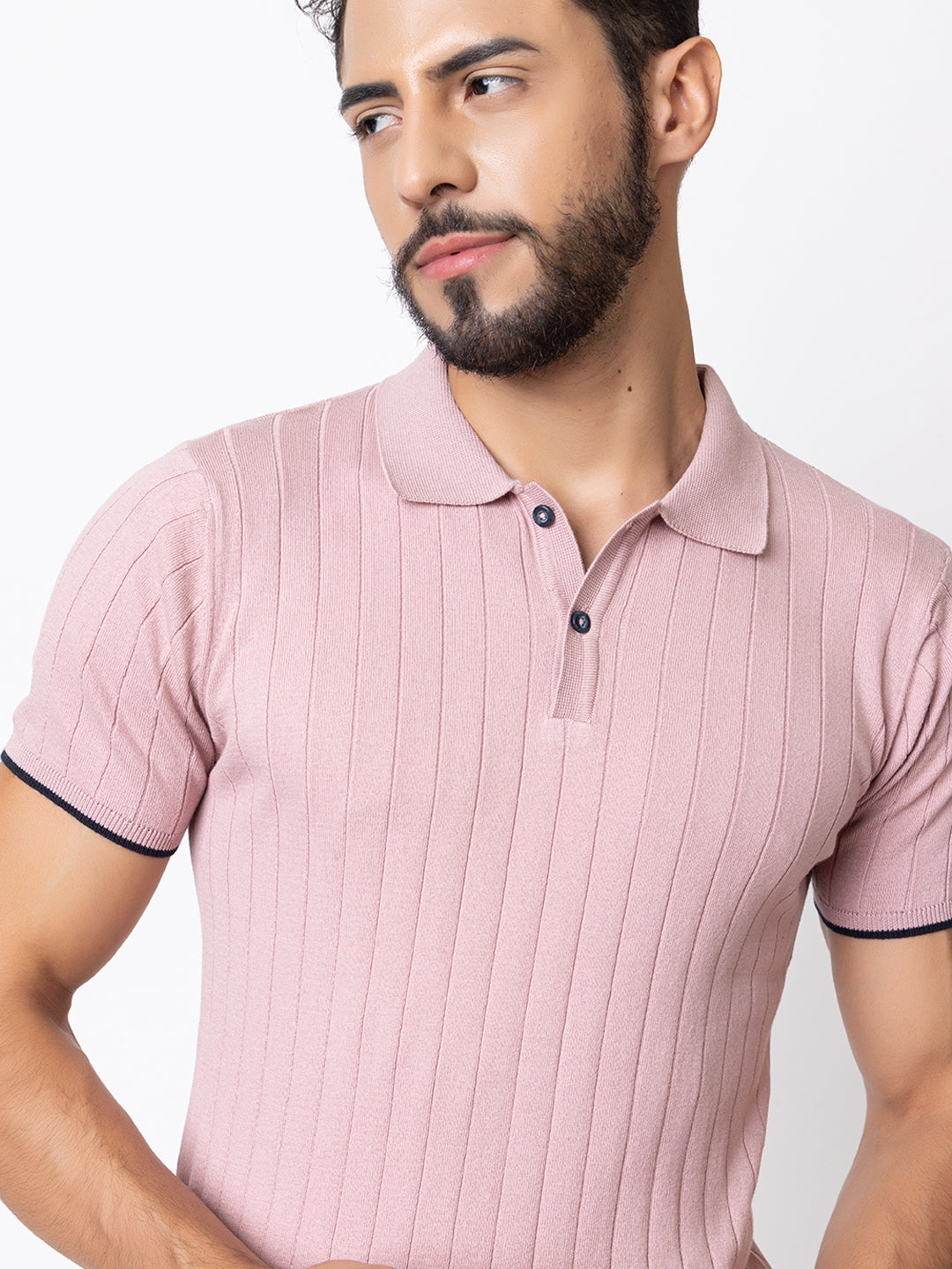 601 Rib Knit Polo I Lavendar