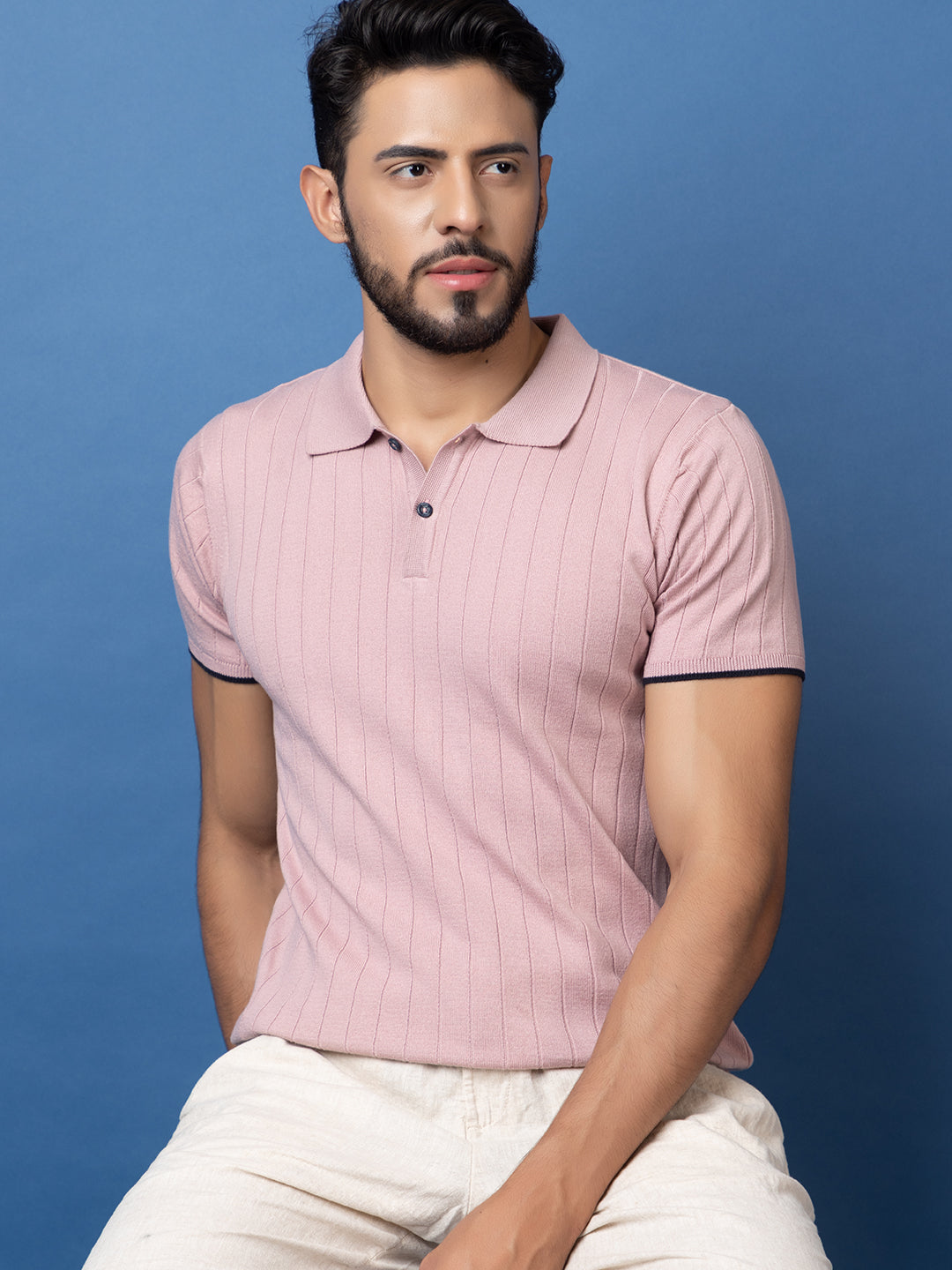 601 Rib Knit Polo I Lavendar