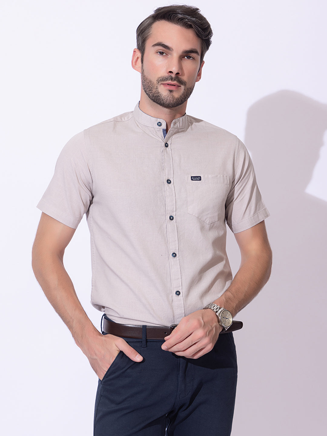 503 Men's Linen Shirt I Cement Grey
