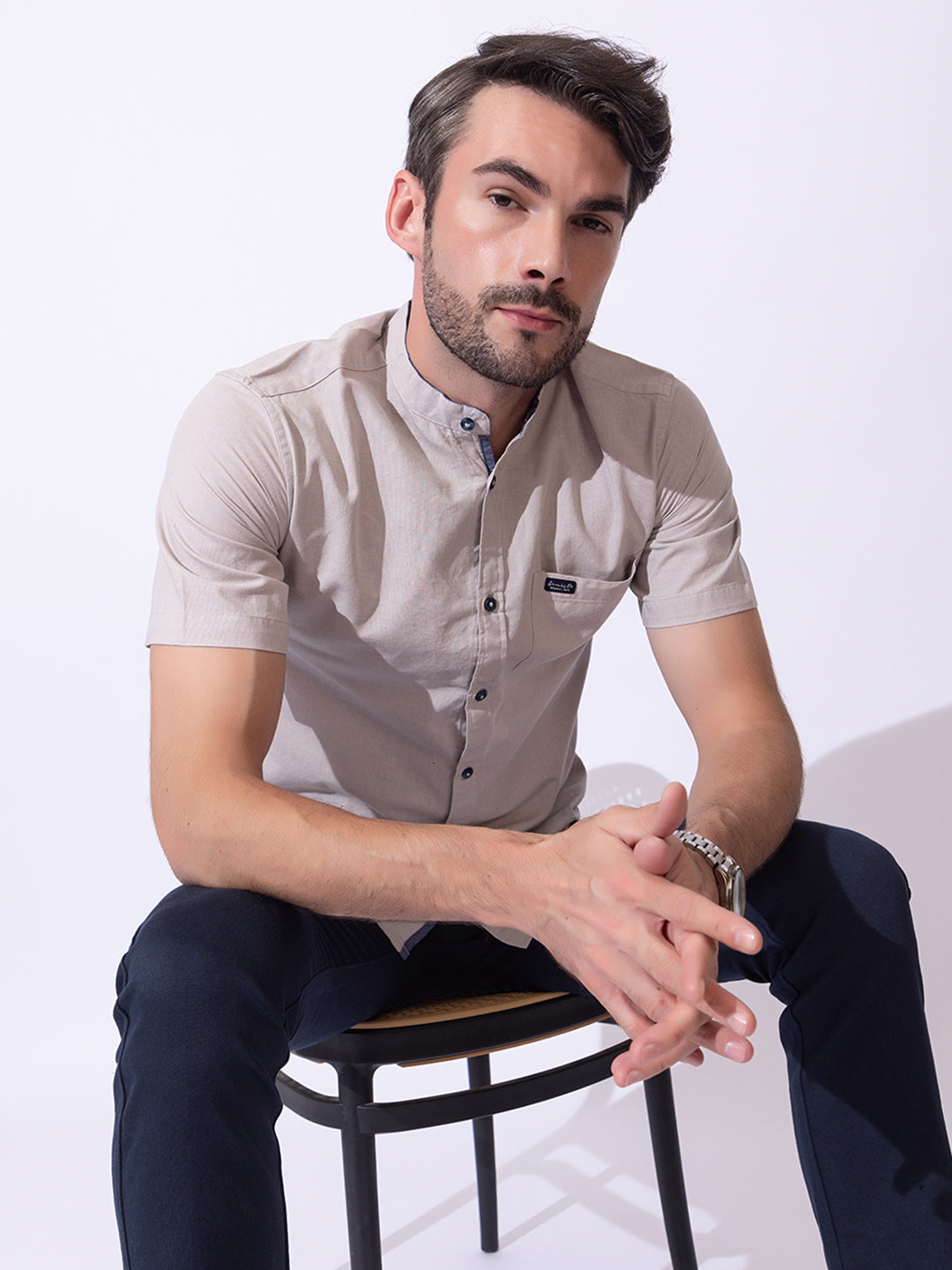503 Men's Linen Shirt I Cement Grey