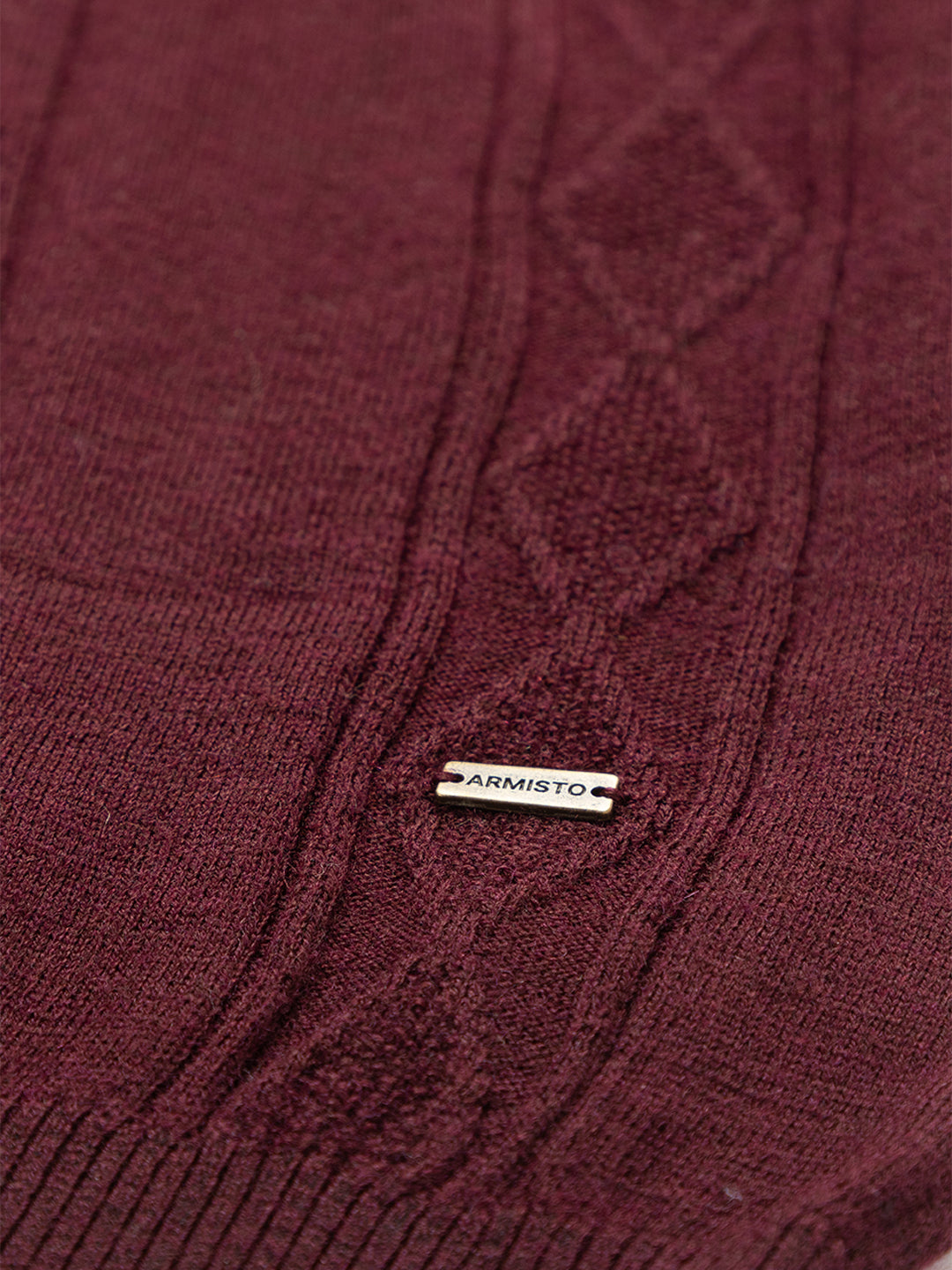 243 Cable Knit Woollen Polo I Woolmark Certified I Burgundy Wine