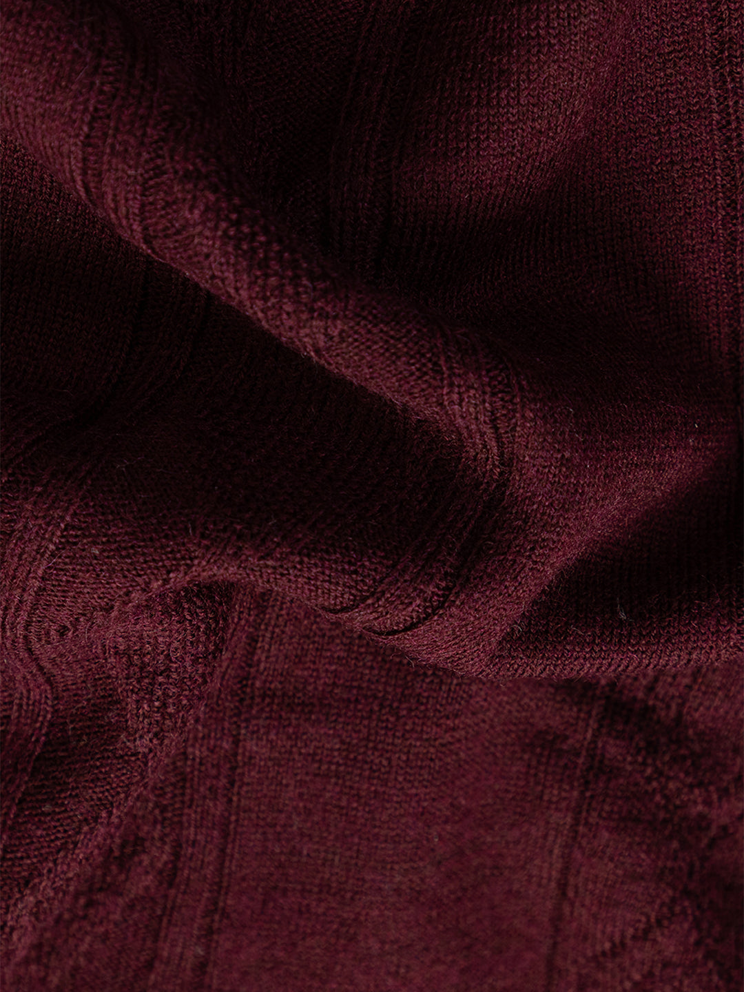 243 Cable Knit Woollen Polo I Woolmark Certified I Burgundy Wine