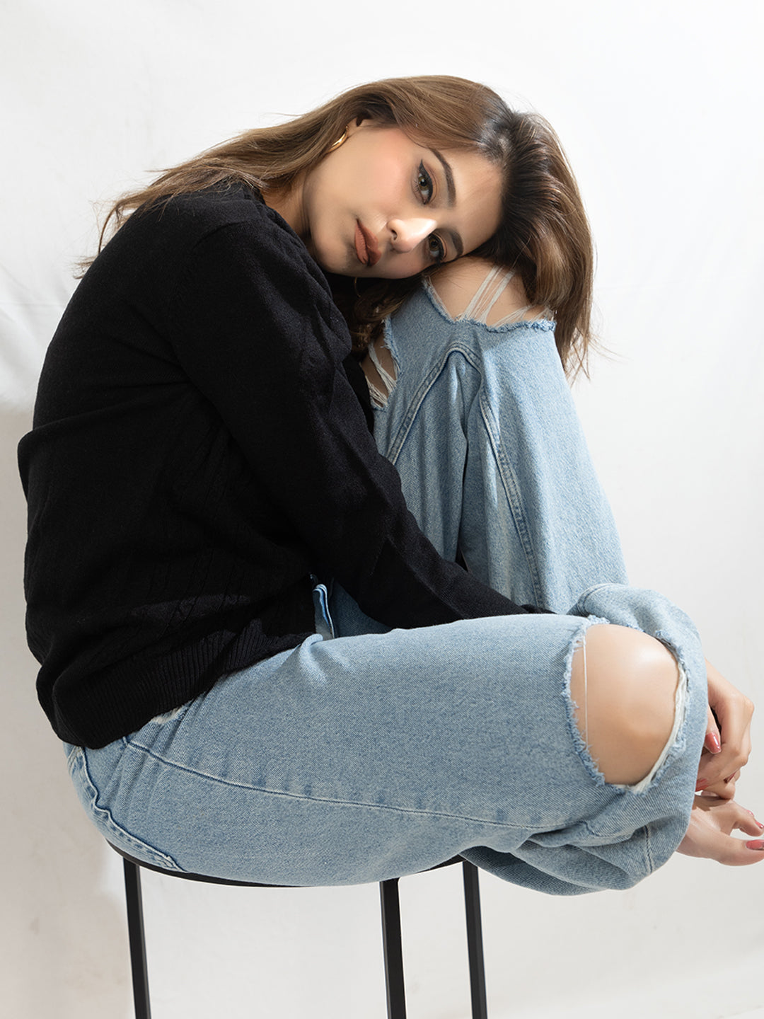 318 Wool Cable Knit Cardigan I Black