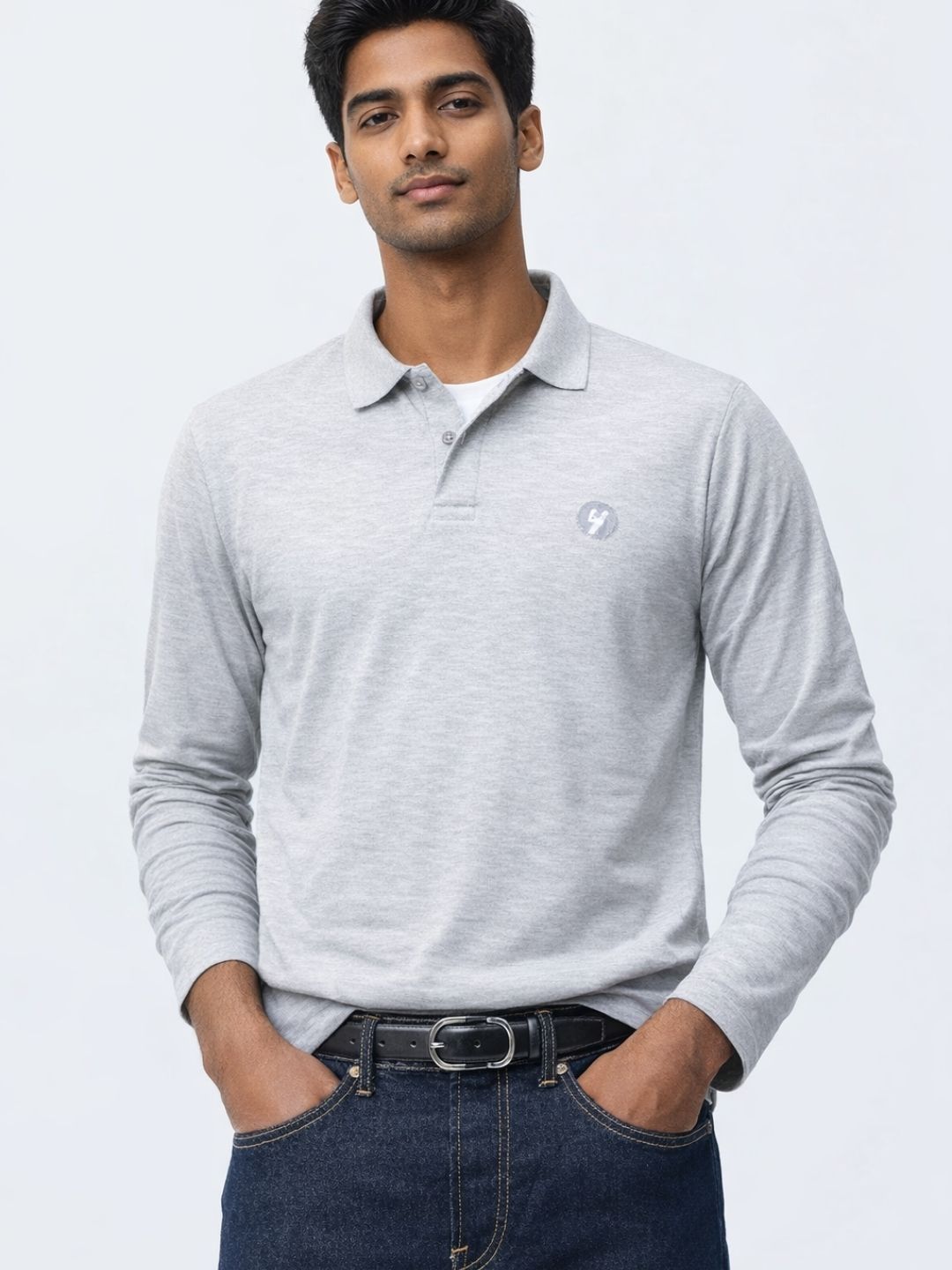 127 Polo Dri-Fit Sports T-shirt I Grey I Long Sleeves Pure Cotton