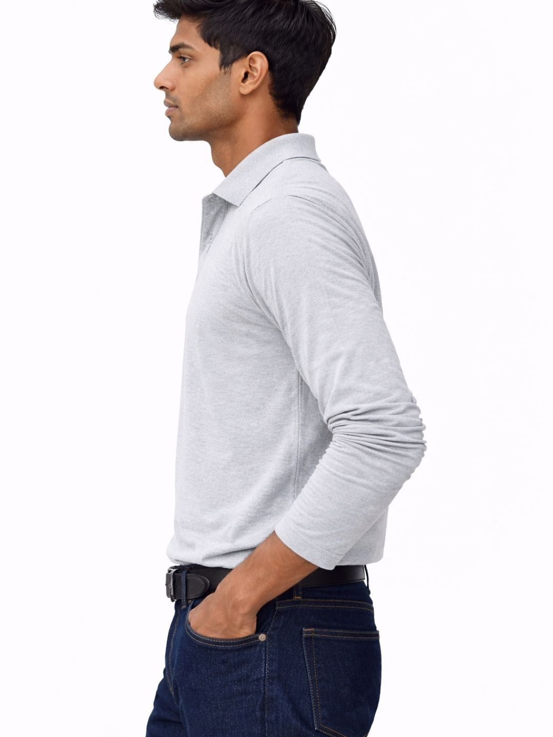 127 Polo Dri-Fit Sports T-shirt I Grey I Long Sleeves Pure Cotton