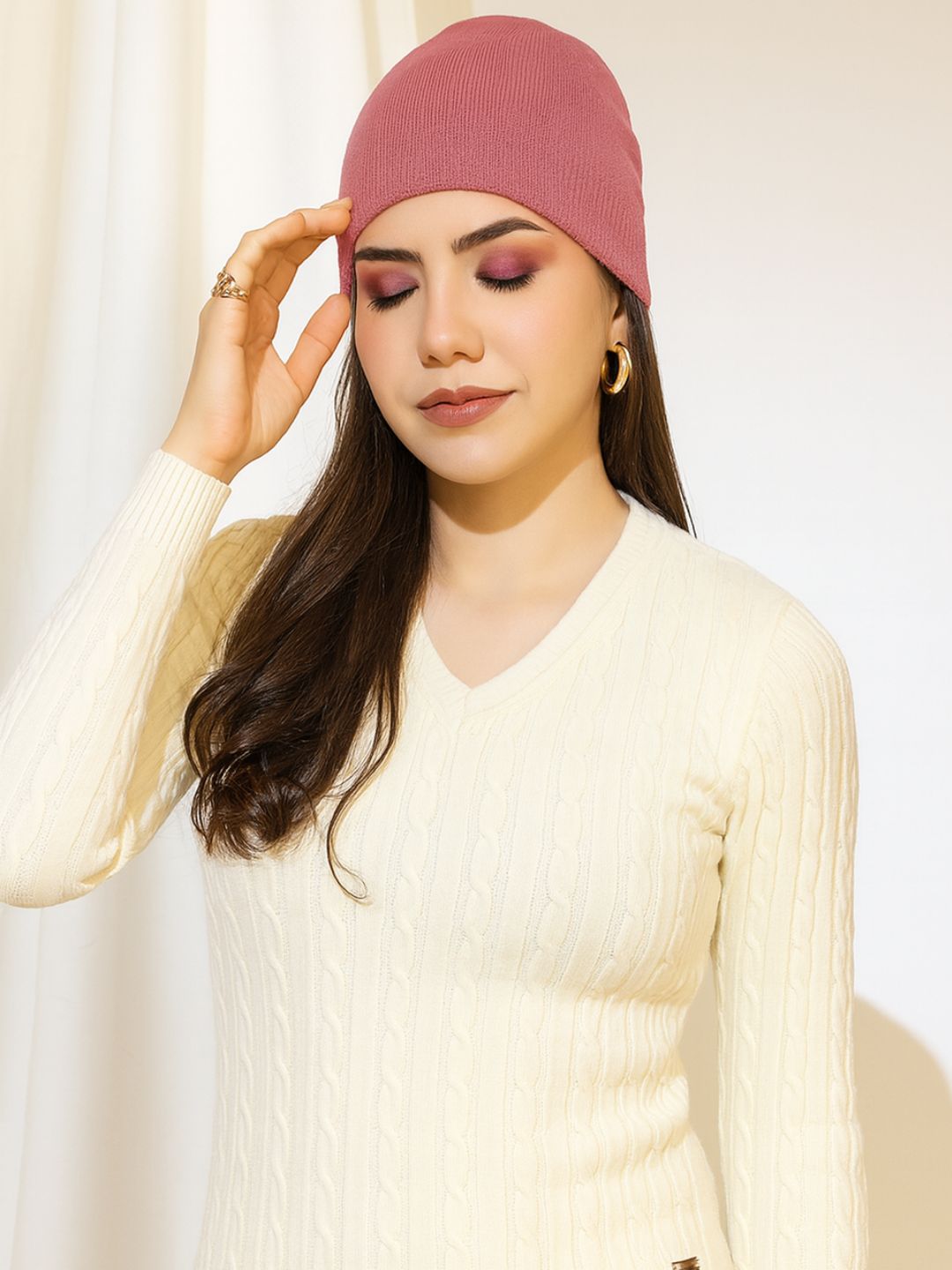 007 Knitted Beanie I Rose Pink I Unisex Female