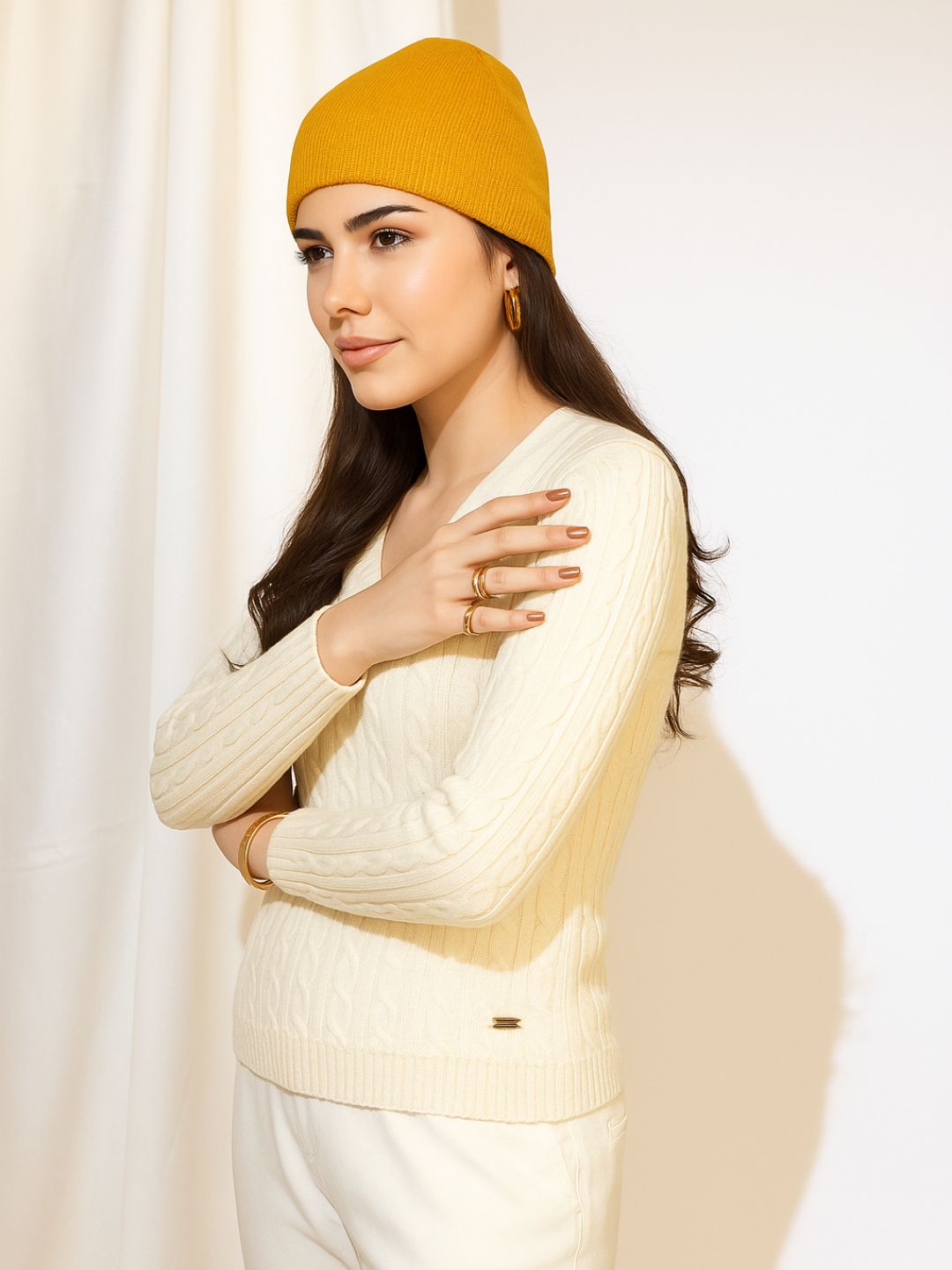 007 Knitted Beanie I Sunshine Mustard I Unisex Female