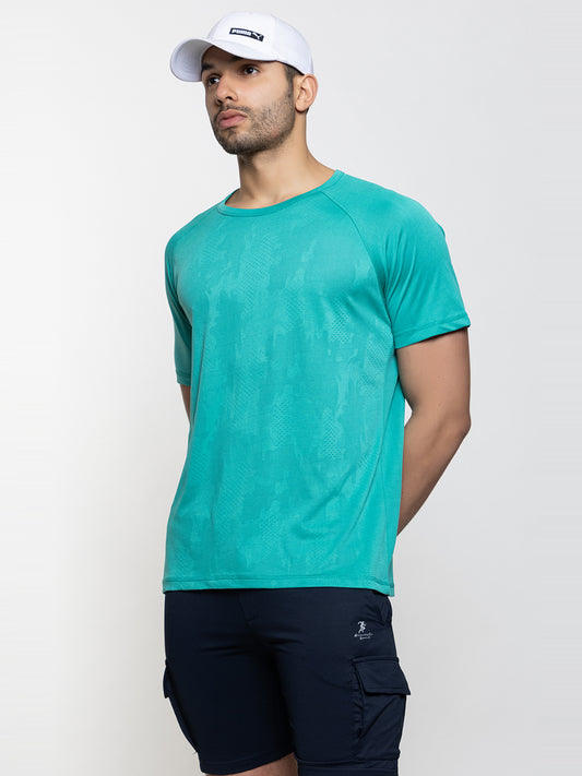 120 Camo Textured Dri-Fit Sports Tshirt I Turquoise Green