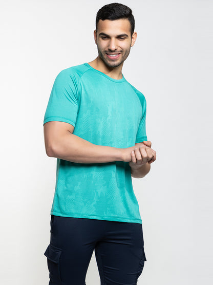 120 Camo Textured Dri-Fit Sports Tshirt I Turquoise Green
