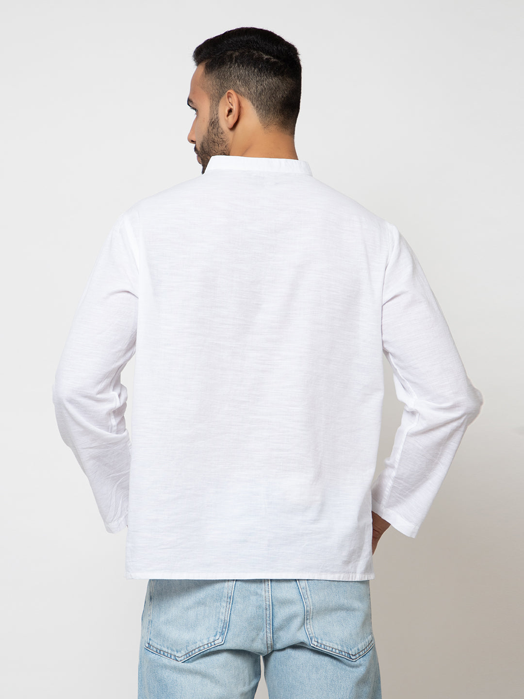 501 Men's Linen Smart Kurta Shirt I Full Sleeves I White