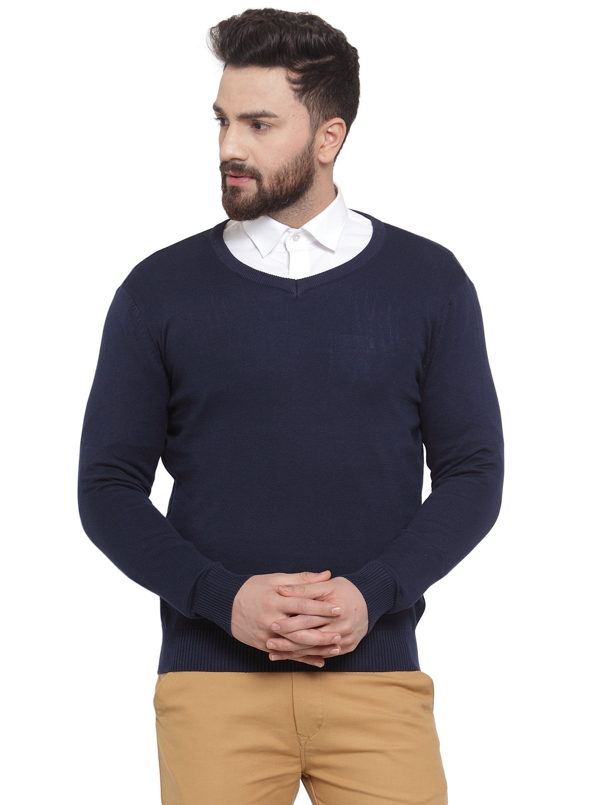 214 V-Neck Pullover I Pure Wool I Woolmark Certified I Navy (Limited Edition)