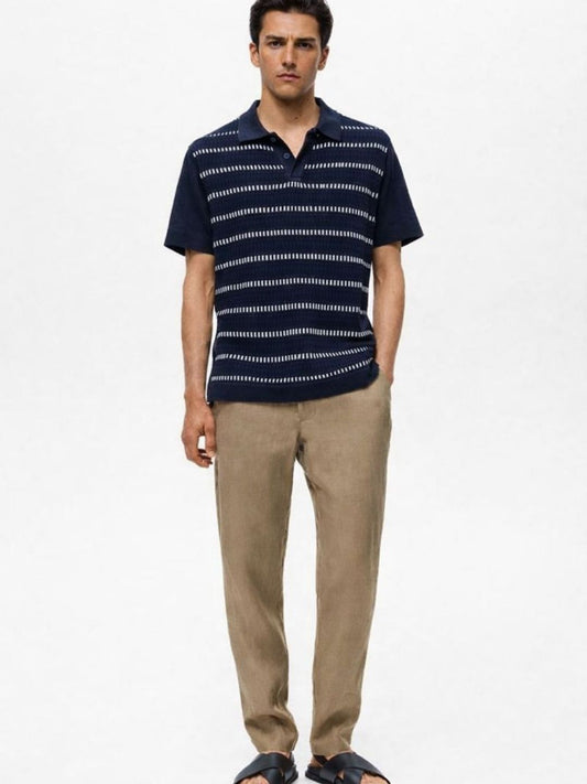 629 Textured Knit Polo I NAVY