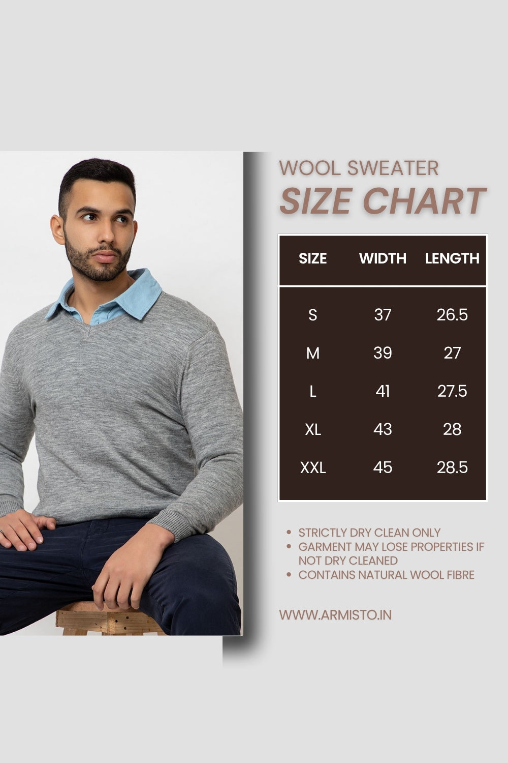 215 Solid Pullover I Wool I Woolmark Certified I Grey Melange