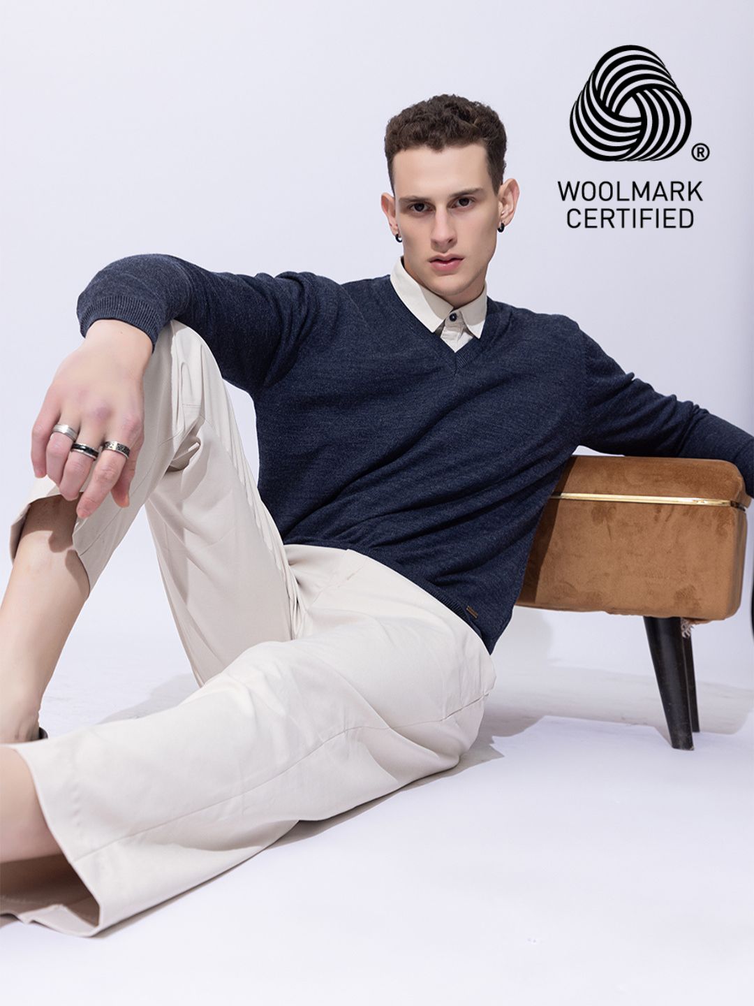 215 Solid Pullover I Wool I Woolmark Certified I BlueMelange
