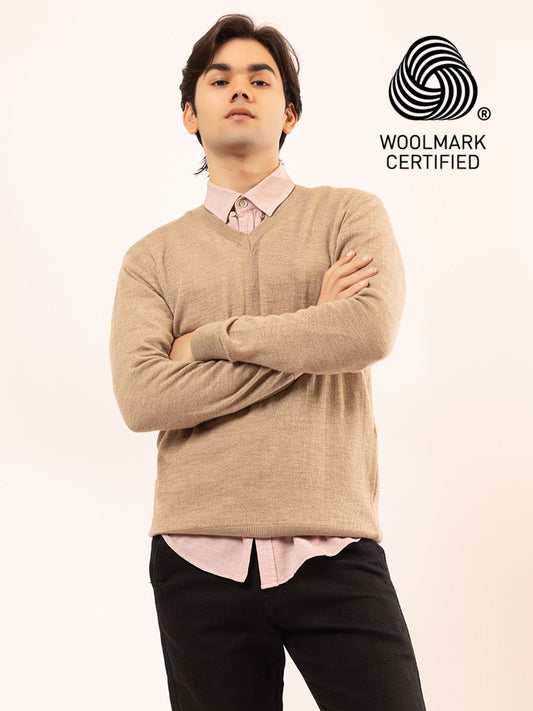 215 Solid Pullover I Wool I Woolmark Certified I Nutty Camel