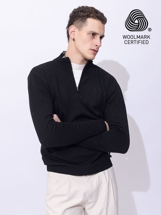 223 Half Zip Pullover I Wool I Woolmark Certified I Black