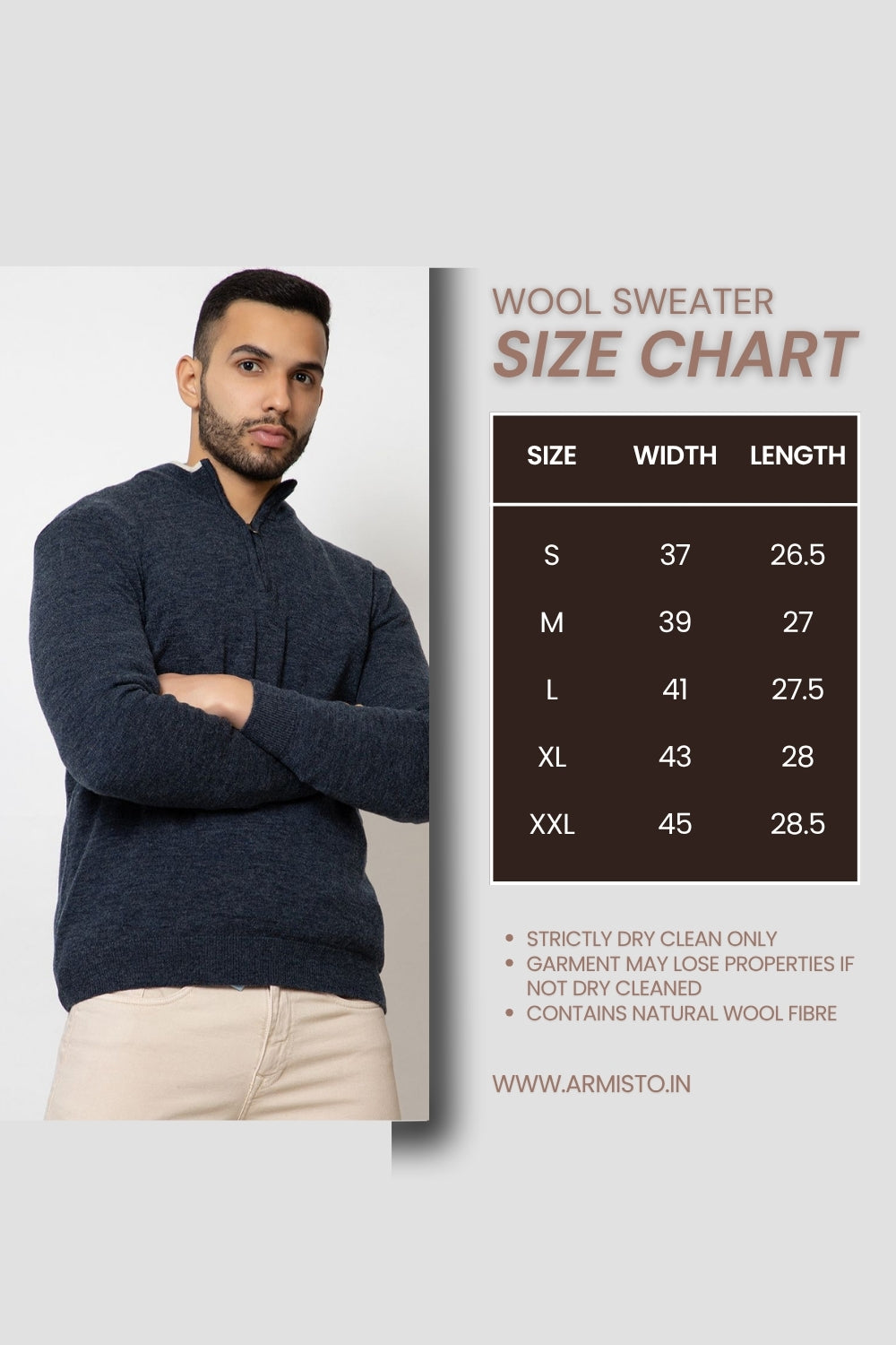 223 Half Zip Pullover I Woolmark Certified I Blue Melange