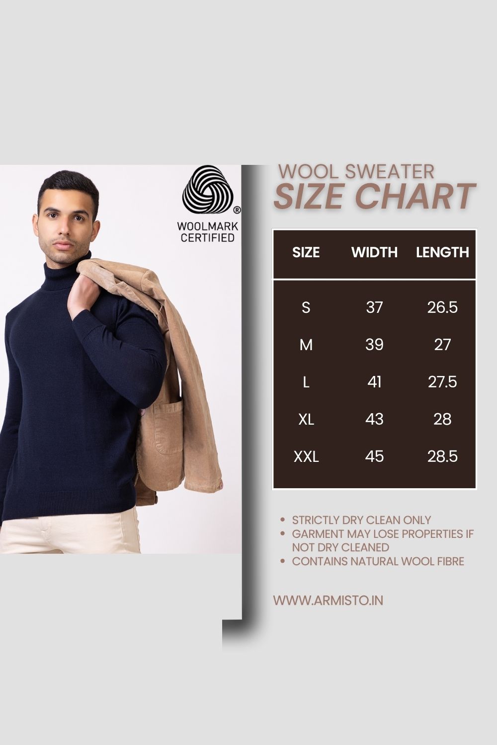 230 Turtle Neck Pullover I Wool I Woolmark Certified I Navy