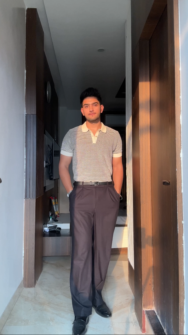618 Textured Two-Tone Knit Polo I Navy
