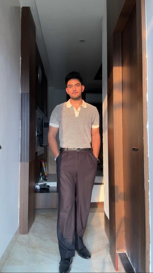 618 Textured Two-Tone Knit Polo I Navy