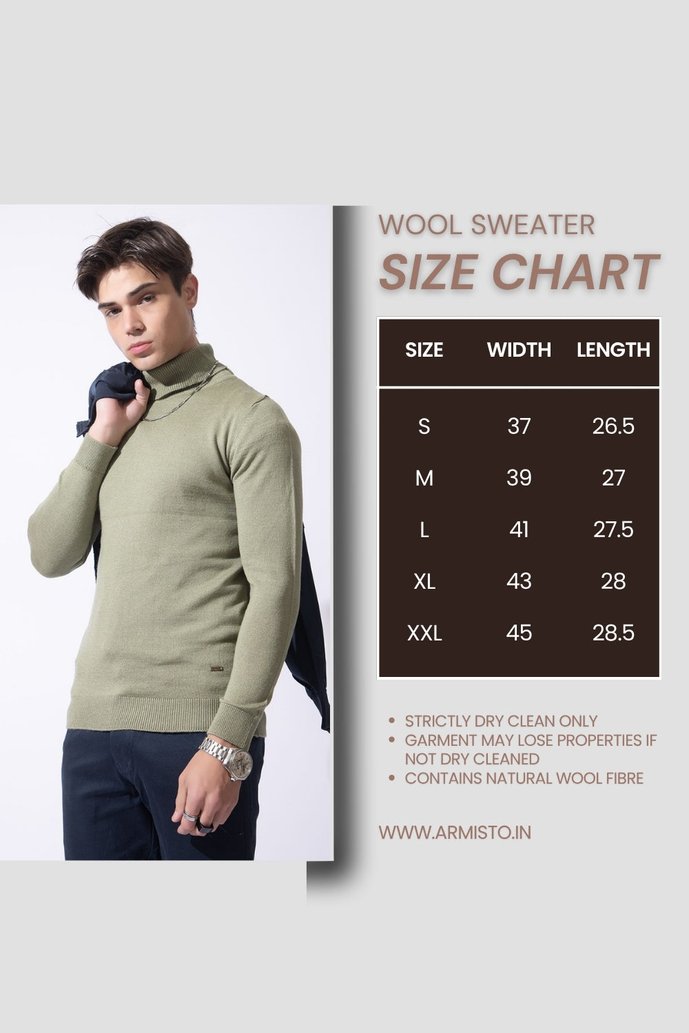 230 Turtle Neck Pullover I Wool I Woolmark Certified I Pista