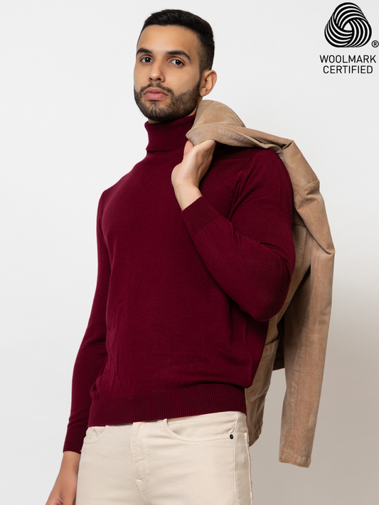 230 Turtle Neck Pullover I Wool I Woolmark Certified I Wine