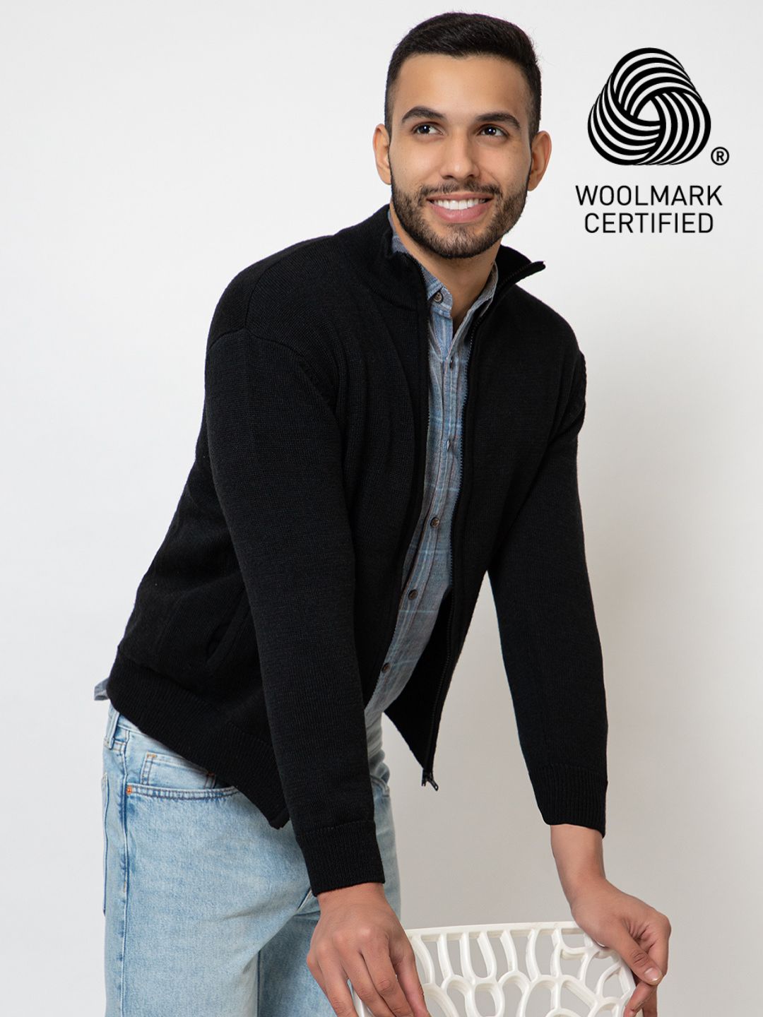 234 Full Zip Pullover I Wool I Woolmark Certified I Black