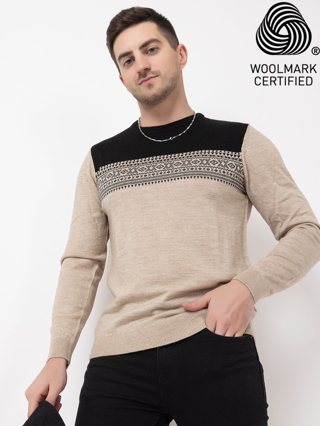 239 Nordic Intarsia Pullover I Wool I Woolmark Certified I Oatmeal
