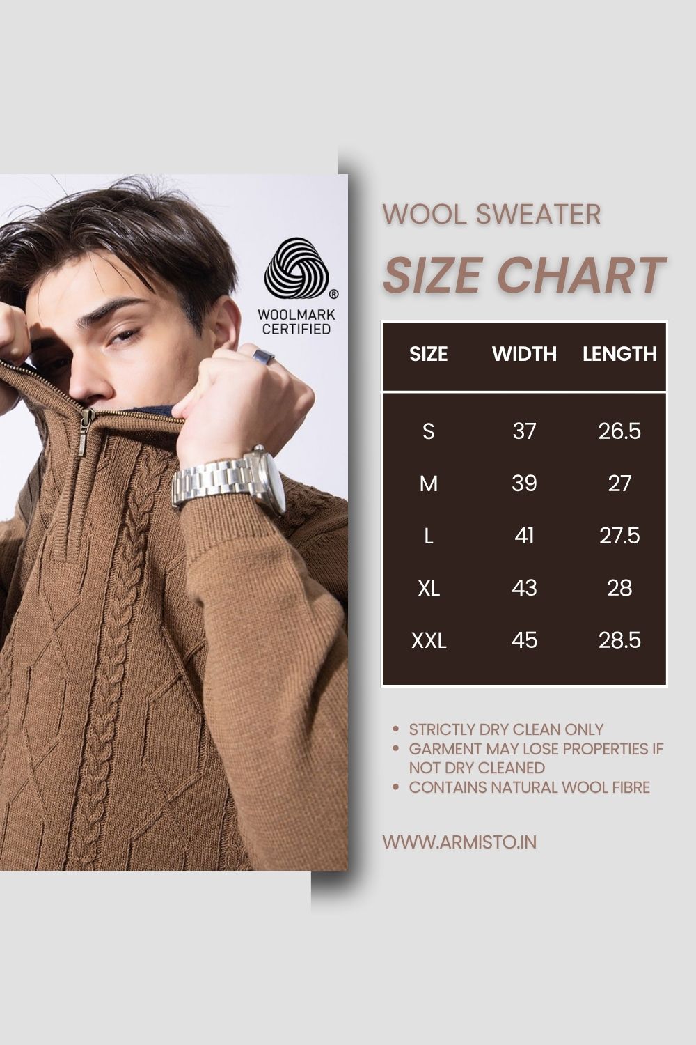 242 Chunky Cable Half Zip Pullover I Wool I Woolmark Certified I Khaki