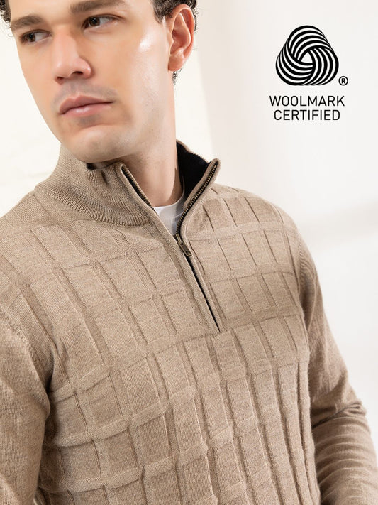 248 Half Zip Fuzzy Pullover I Woolmark Certified I Camel