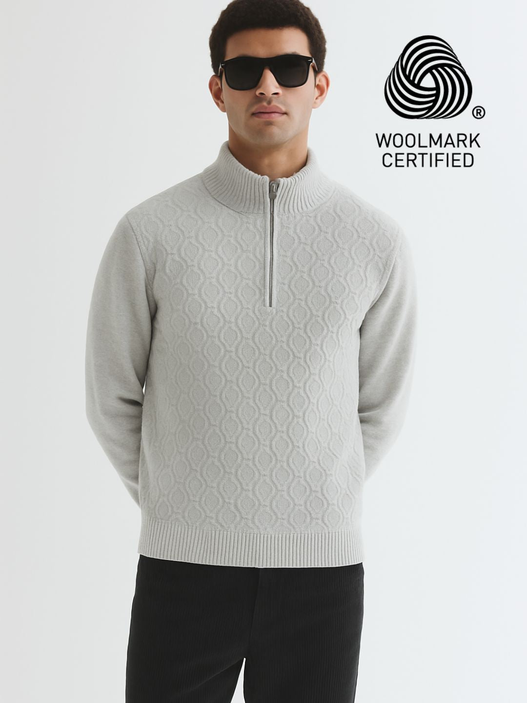 251 Half Zip Fuzzy Pullover I Woolmark Certified I Grey Melange