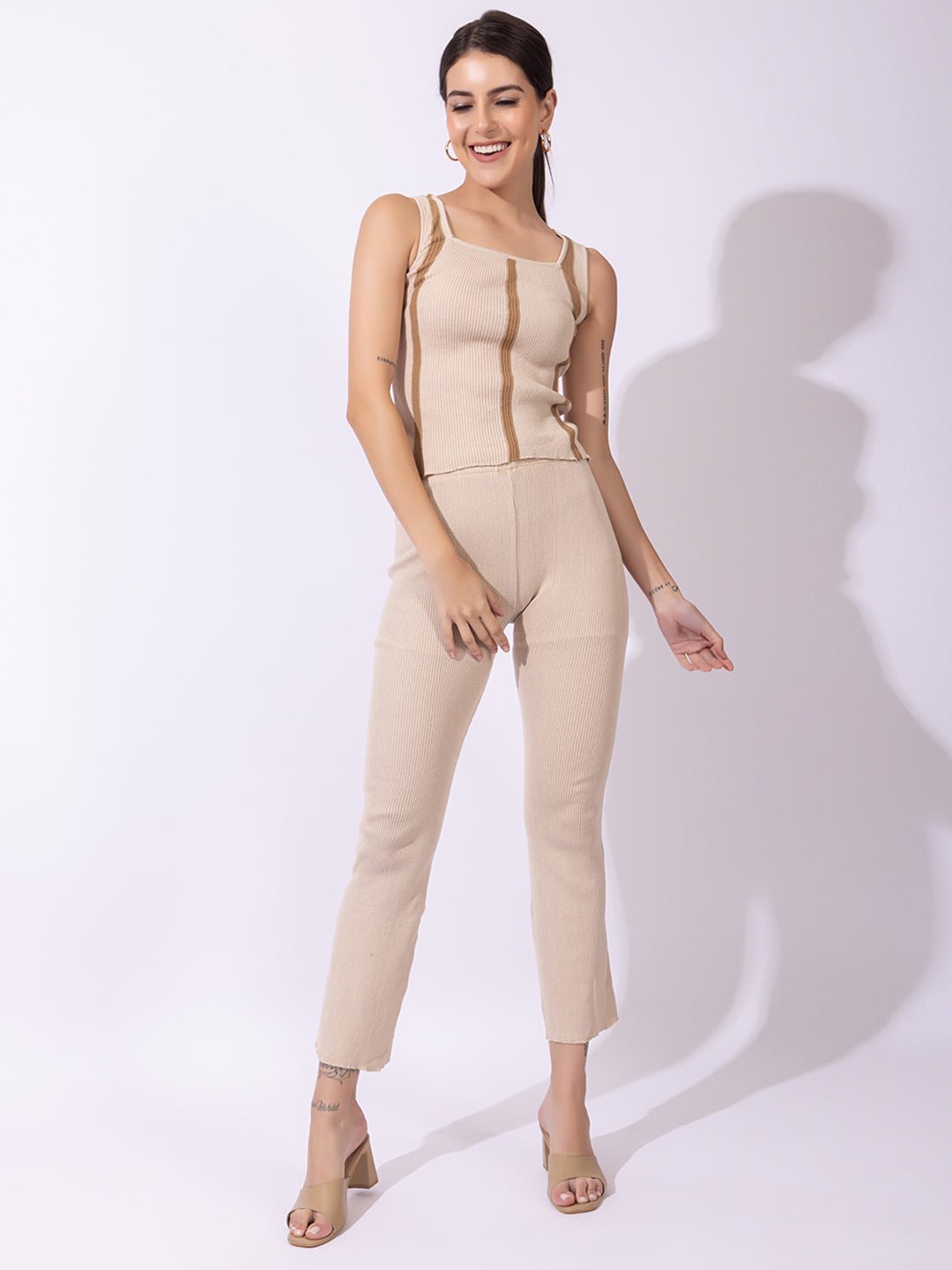 804 Knit Co-Ord Set I Oatmeal I Top + Bottom
