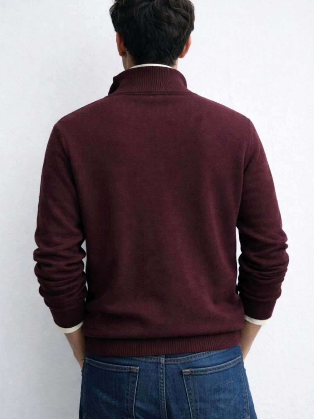 299 Half Zip Fuzzy Pullover I Woolmark Certified I Maroon