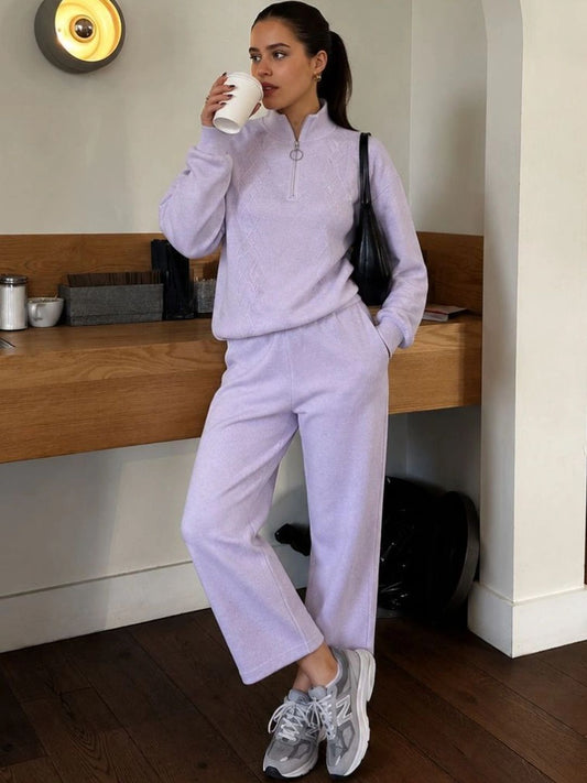 319 Cable Knit Co-Ord Set I Lavendar I Top + Bottom