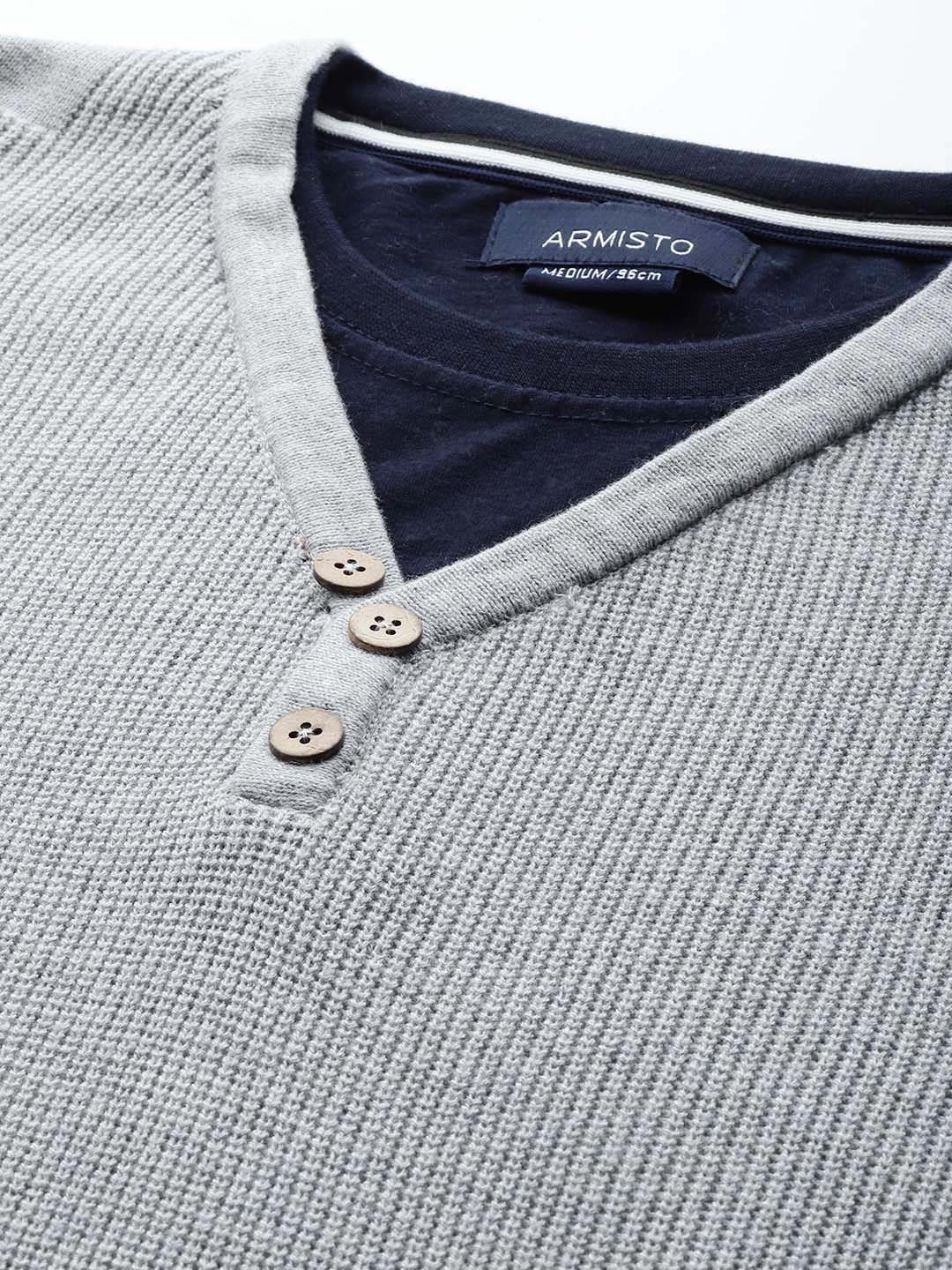 232 Textured Pullover I Mock Neck I Grey