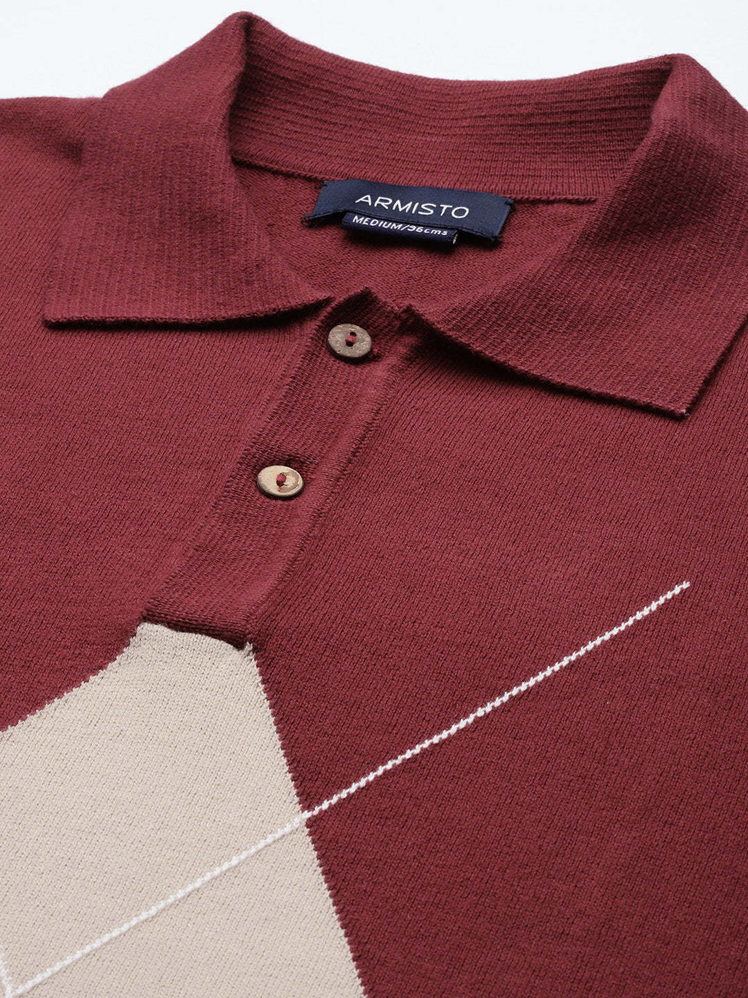 603 Argyle Knit Polo I Wine