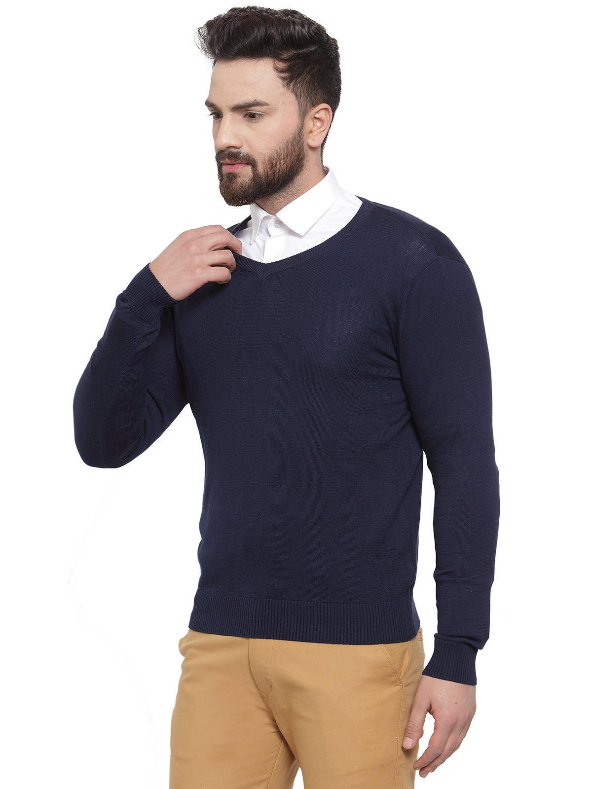 214 V-Neck Pullover I Pure Wool I Woolmark Certified I Navy (Limited Edition)