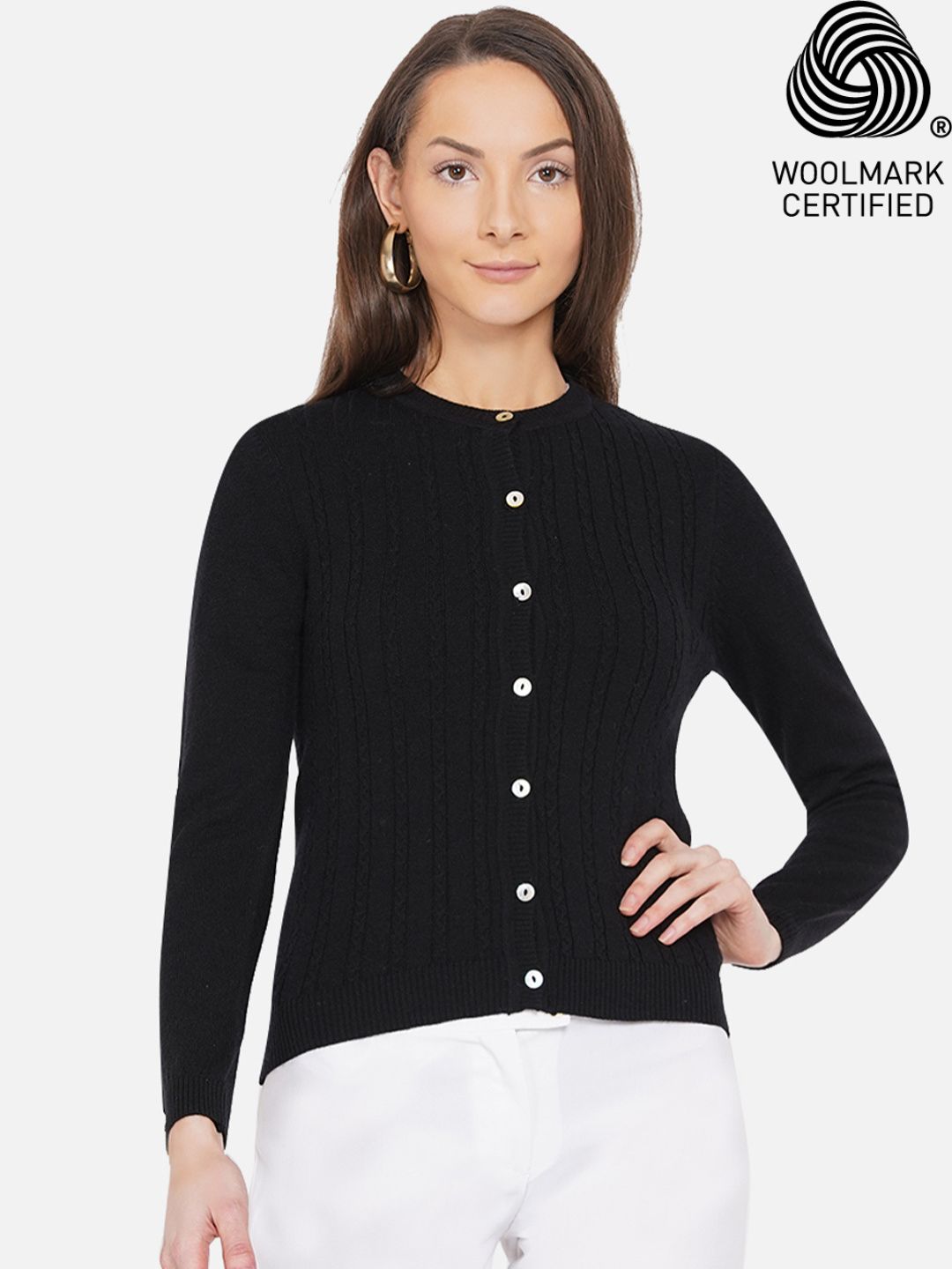 318 Wool Cable Knit Cardigan I Black
