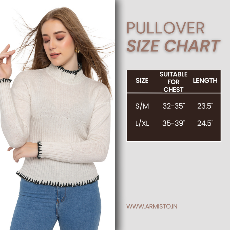 328 Ribbed High Neck Pullover I White