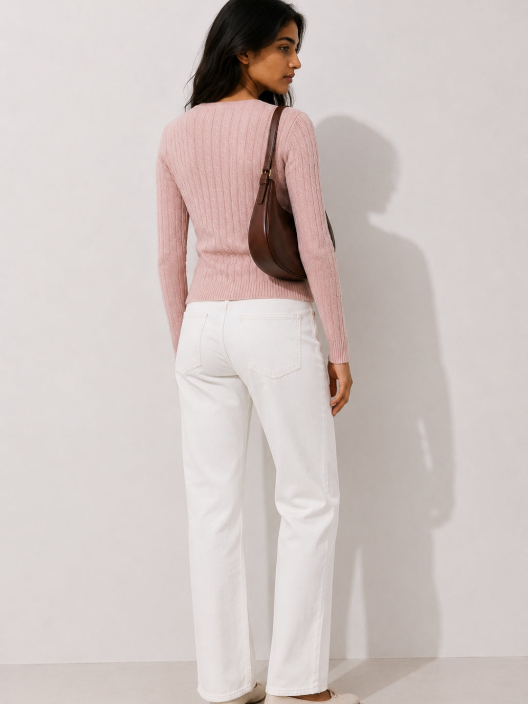 338 Chunky Cable Pullover I Pink