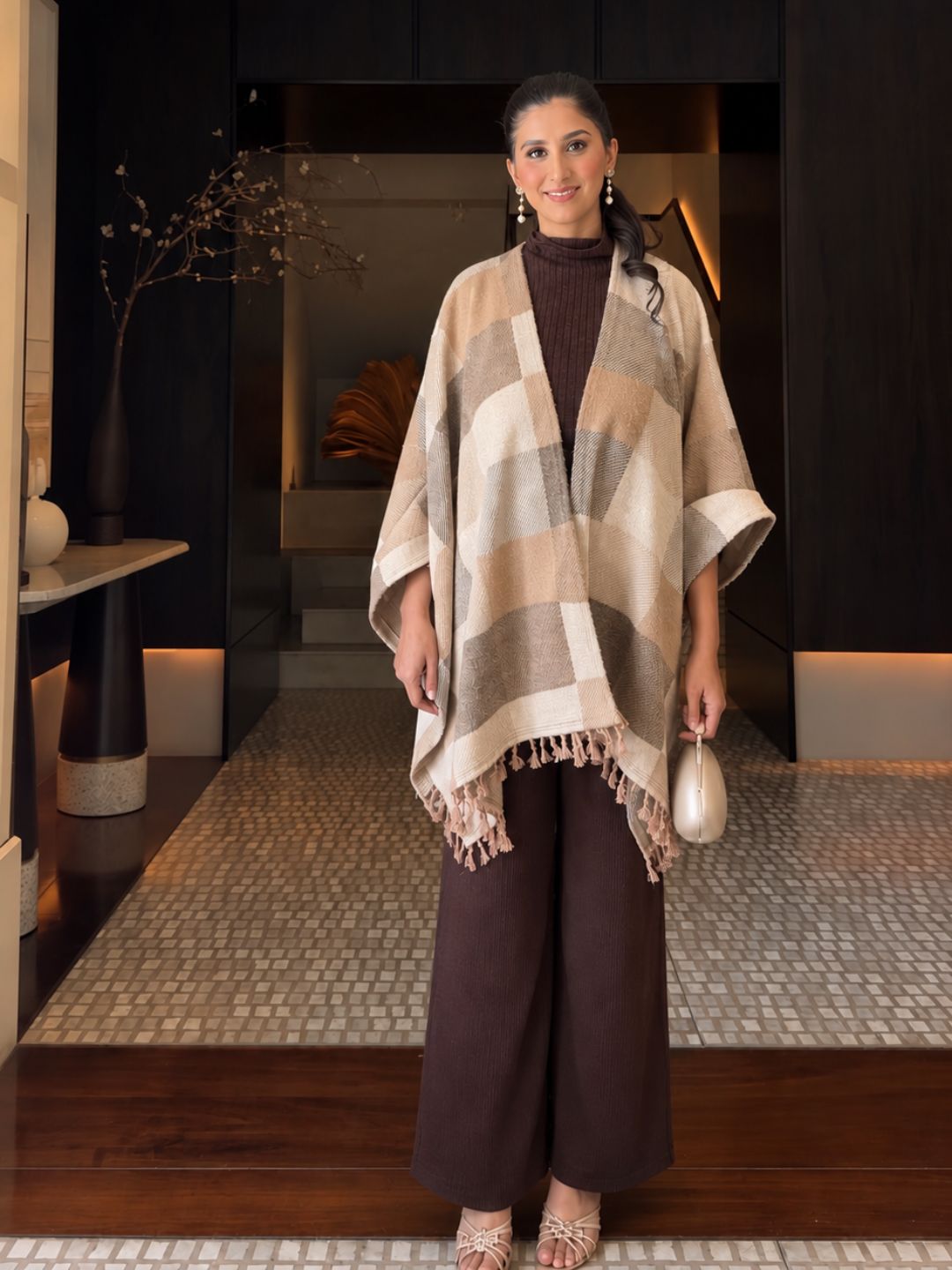 Winter 3-PC Knit Co-Ord Set I 341Camel I Top + Bottom + Cape