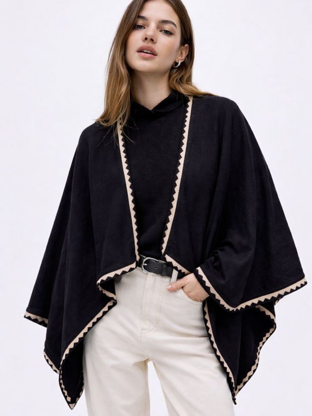 341 Woollen Cape Shrug I Black