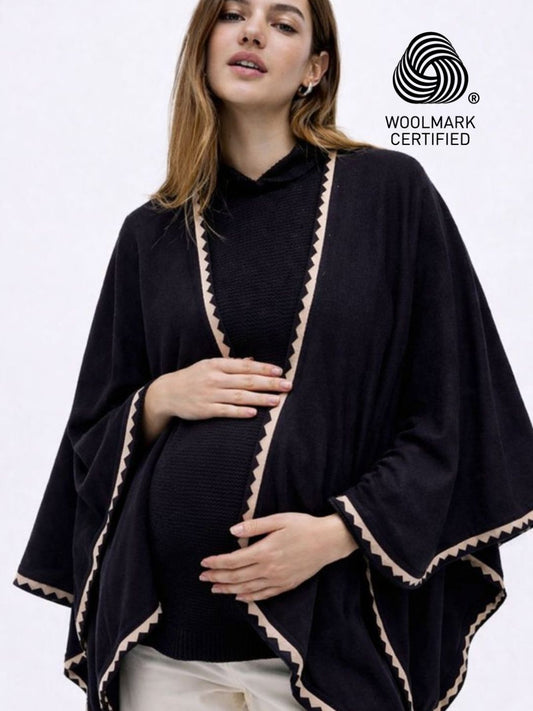 341 Maternity Woollen Cape Shrug I Black