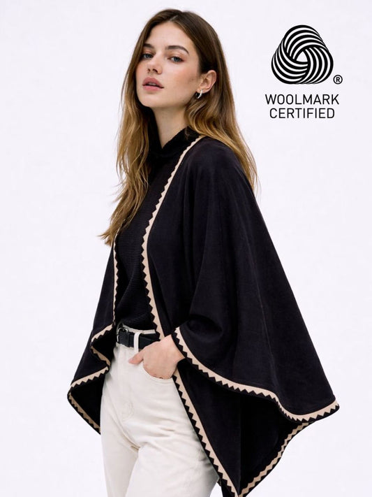 341 Woollen Cape Shrug I Black