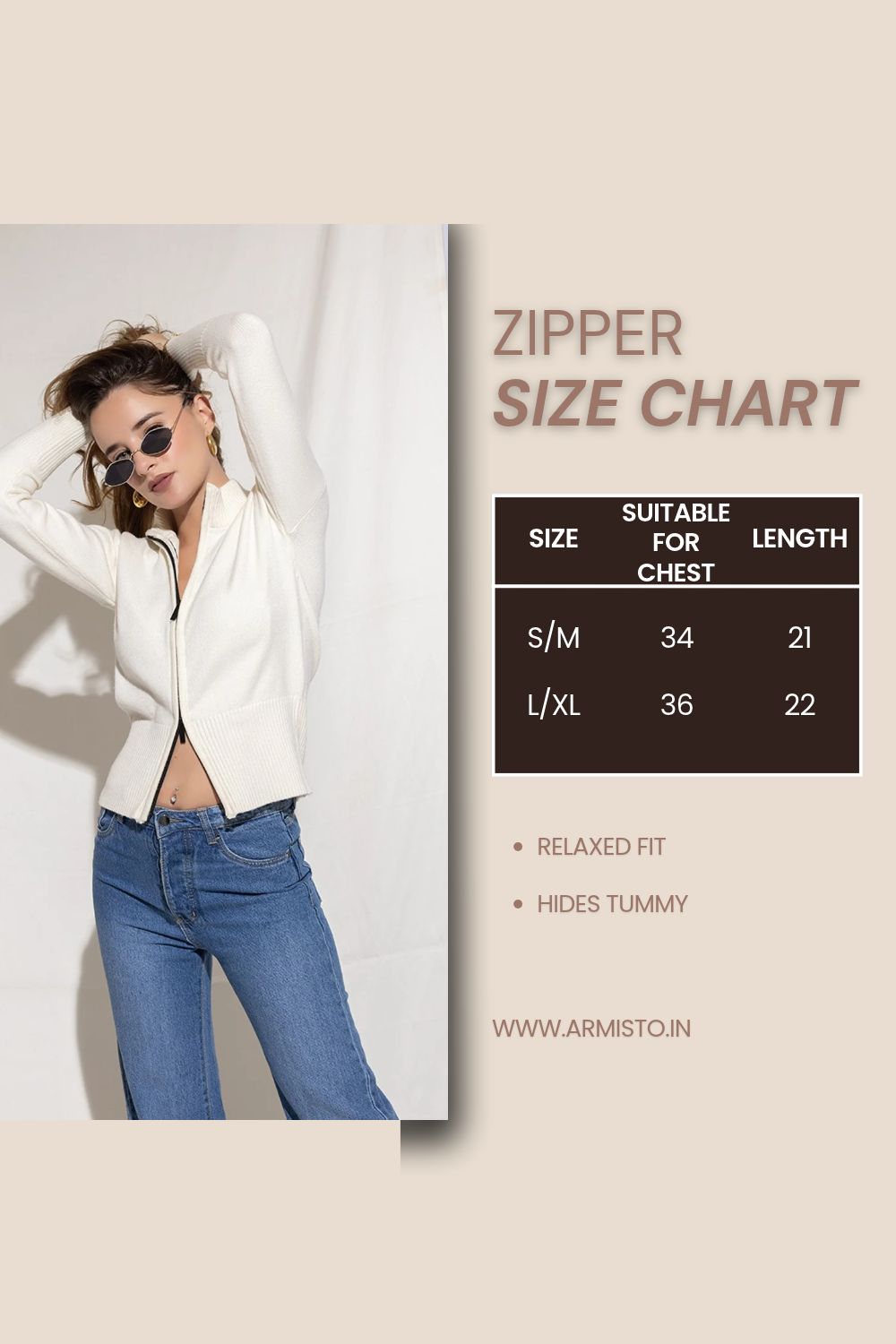 345 Two-Side Zipper Stretch Knit Pullover I Vanilla White