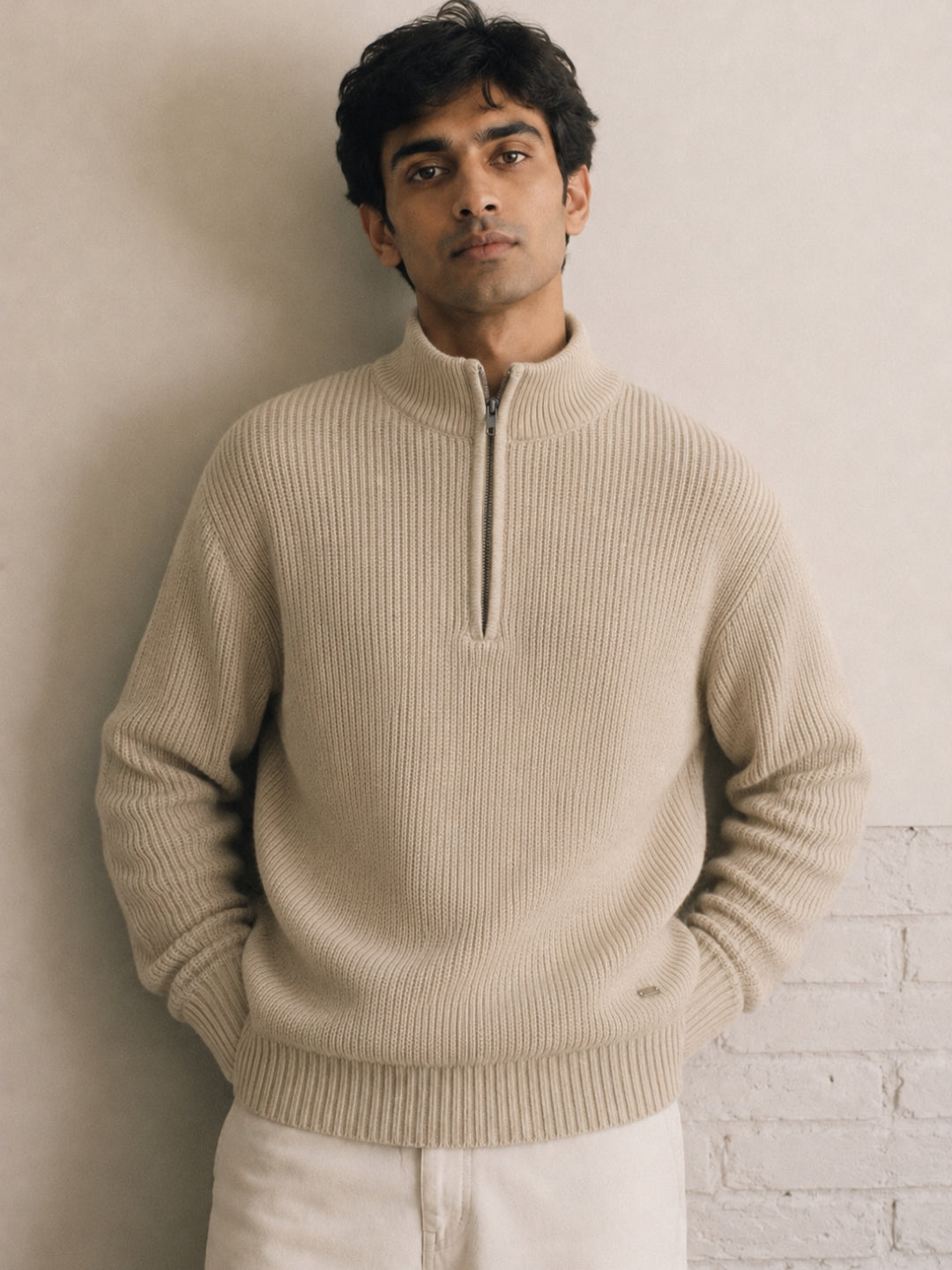 223 Half Zip Chunky Pullover I Beige