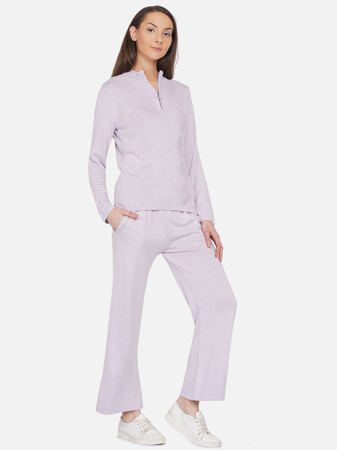 319 Cable Knit Co-Ord Set I Lavendar I Top + Bottom